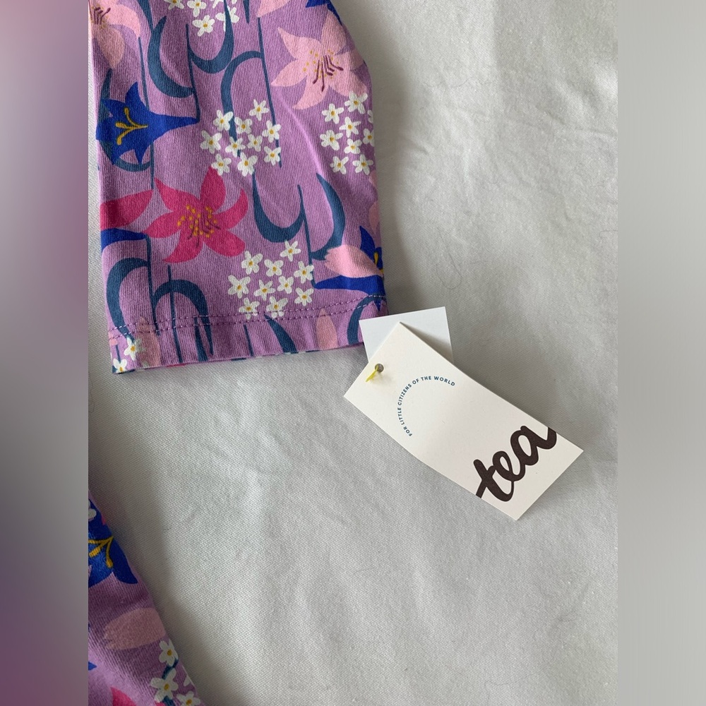 Tea Collection New With Tags Girl's Floral Knit Long Sleeve Dress- Size 14 - Picture 5 of 10